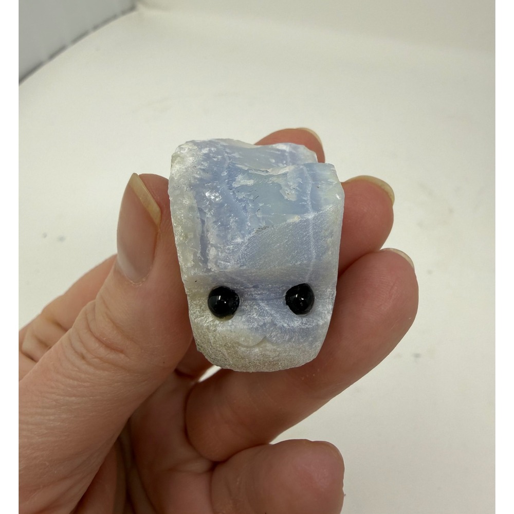 Set of 3 Blue Lace Agate & Aquamarine Crystal Rock Buddies Hand Carved Stone - Picture 2 of 12